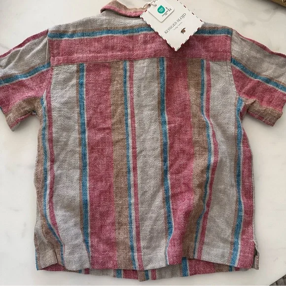 NWT Konges Sløjd Venice linen-blend shirt and shorts set in  Stan Stripe Sz 2yr - Picture 4 of 9